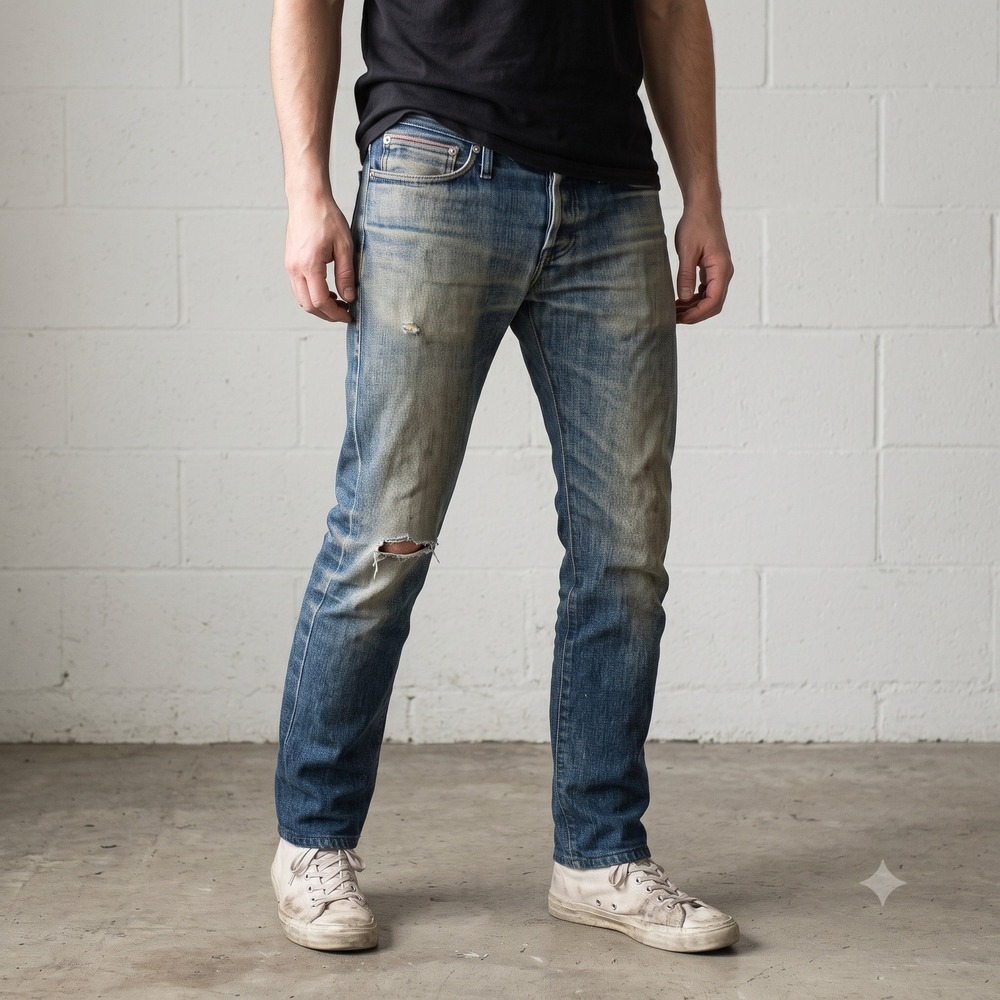 Naked & Famous‎ Weird Guy Jeans Mens 32 Blue Raised Selvedge Raw Denim Tapered